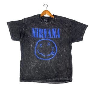 Nirvana Nevermind Smiley Short Sleeve Unisex Band T Shirt Crew Neck XL Grey